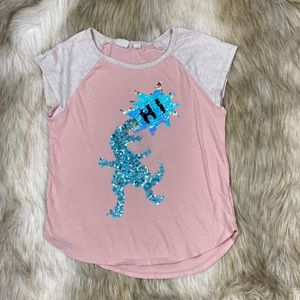 Gap Dinosaur Sequin Flip Short Sleeve Top, Medium